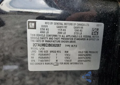 2011 GMC Terrain Sle z USA, uszkodzony, nr VIN 2CTALMEC3B6362067